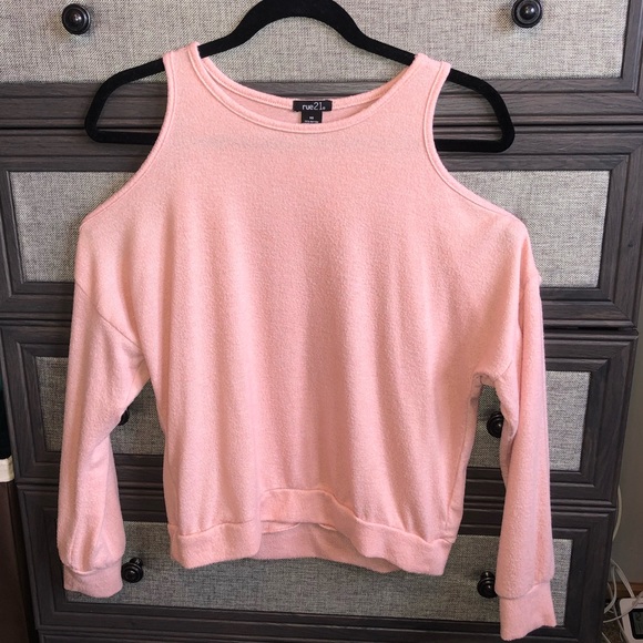 Rue21 Tops - Rue 21 Pink Cold Shoulder Sweater